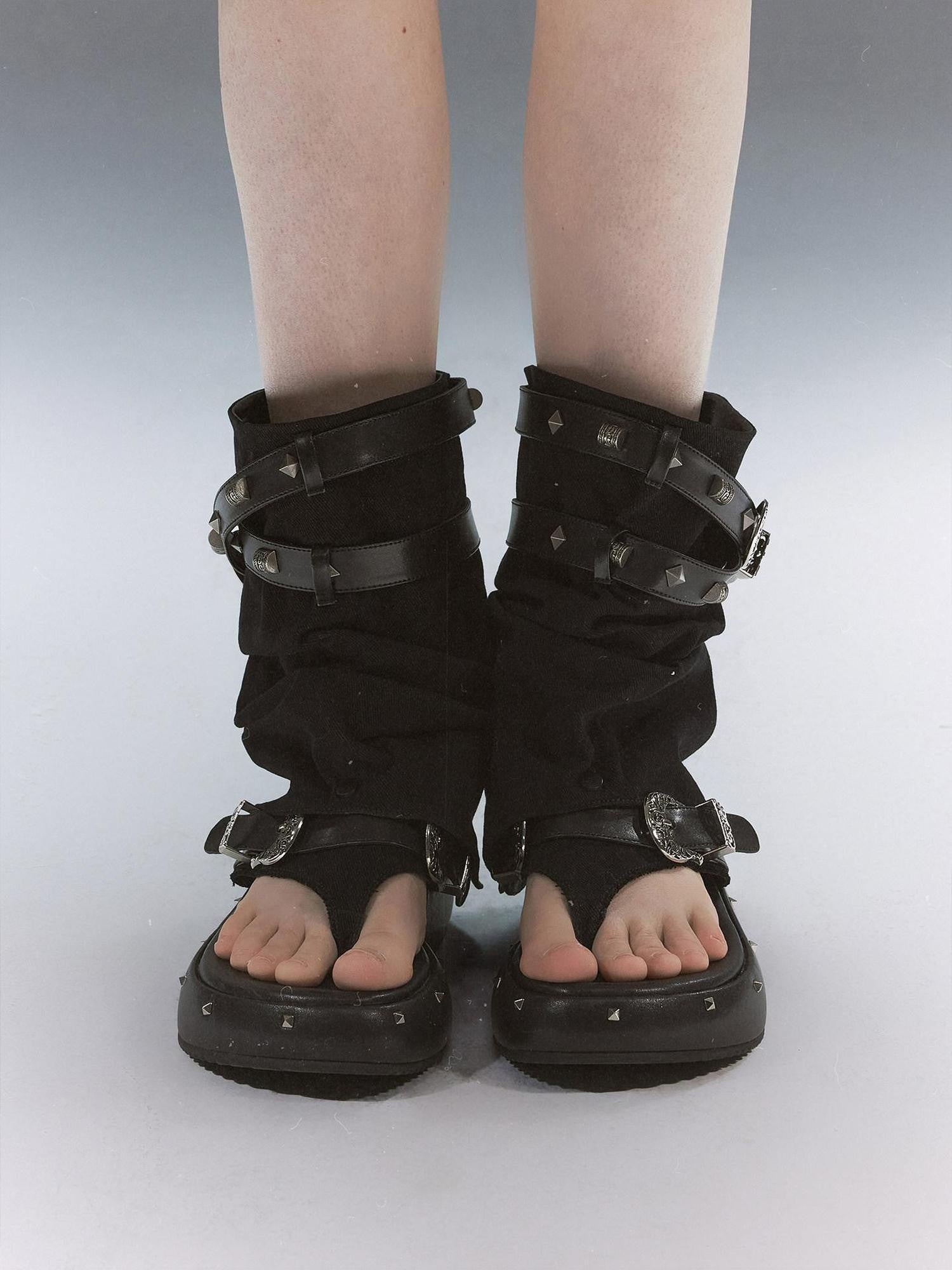 Cest Nous Grunge Punk Studded Dual Strap Detachable Women&