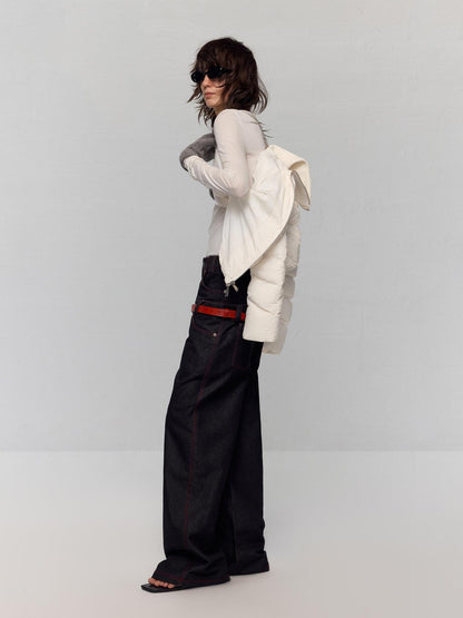 RUN TO THE FUTURE 90% White Duck Down Warm Short Straight Retro Cream Nylon Zipper Down Jackets