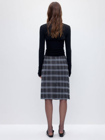 RUN TO THE FUTURE Polyester Blend Lined Pockets Vintage A Line Low Waist Women Casual Midi Skirts