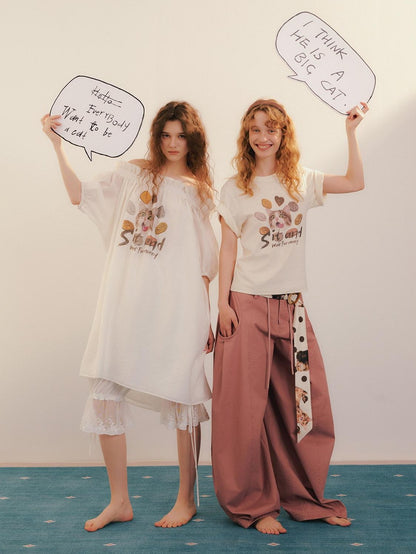 OuttheBlue Heart Lettering Cropped Loose Print Women&
