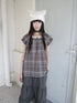 ang_project_Brown_Plaid_Patchwork_Lace_Trim_Puff_Sleeve_Women&