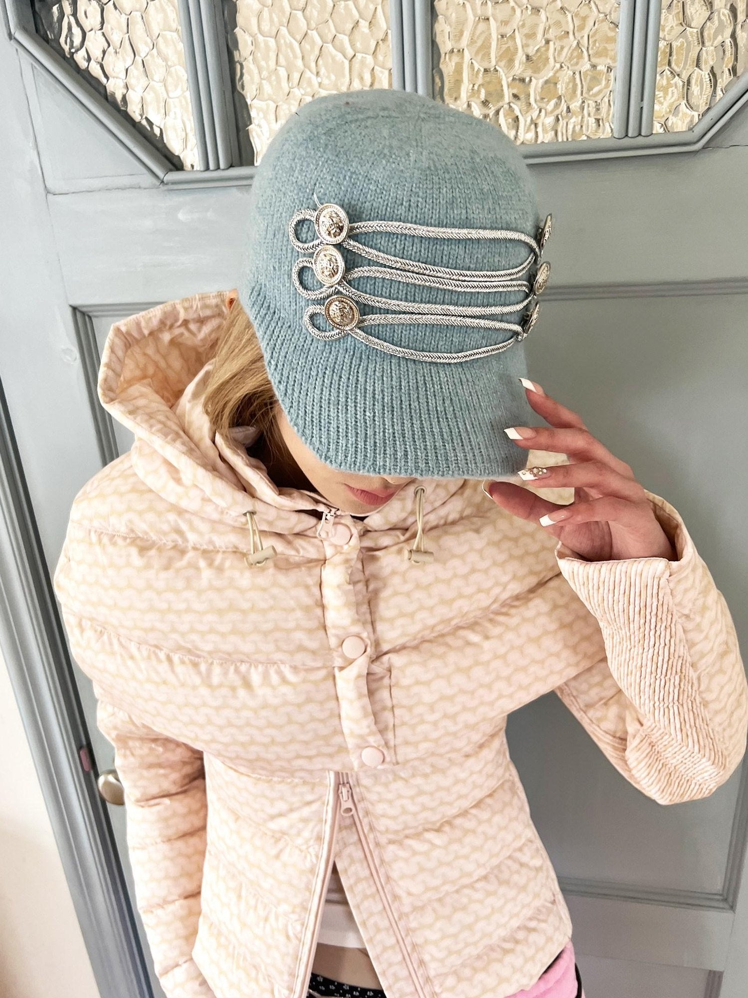 nit alcove Cozy Thermal Knit Curved Brim Casual Unisex Large 58 To 60 Cm Blue Brown Caps
