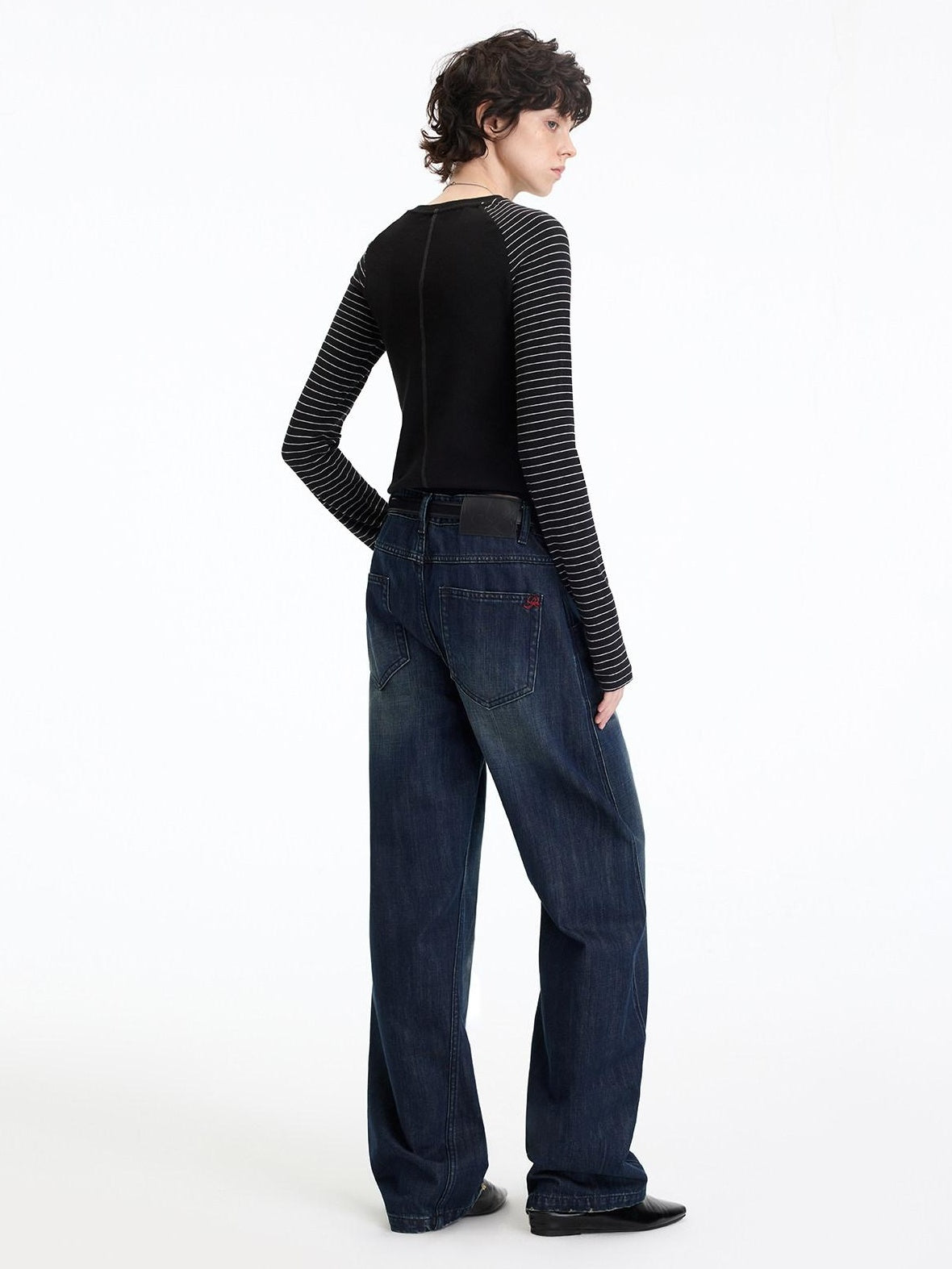 RUN TO THE FUTURE Vintage Washed High Cotton Relaxed Mid Low Waist Women Zip Fly Straight Jeans