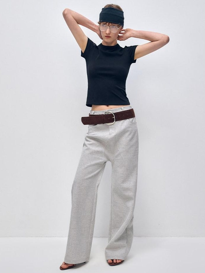 RUN TO THE FUTURE Minimalist Vintage Low Waist Zipper Pocket Office Womens Straight Pants
