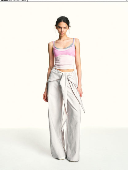 kvkv Oatmeal Gray Relaxed Detachable Waist Tie Women&