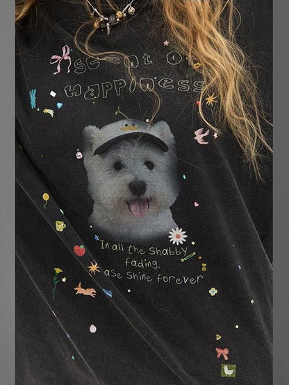 DIDDI MODA Cartoon Animal Applique Crystals Patchwork Women&