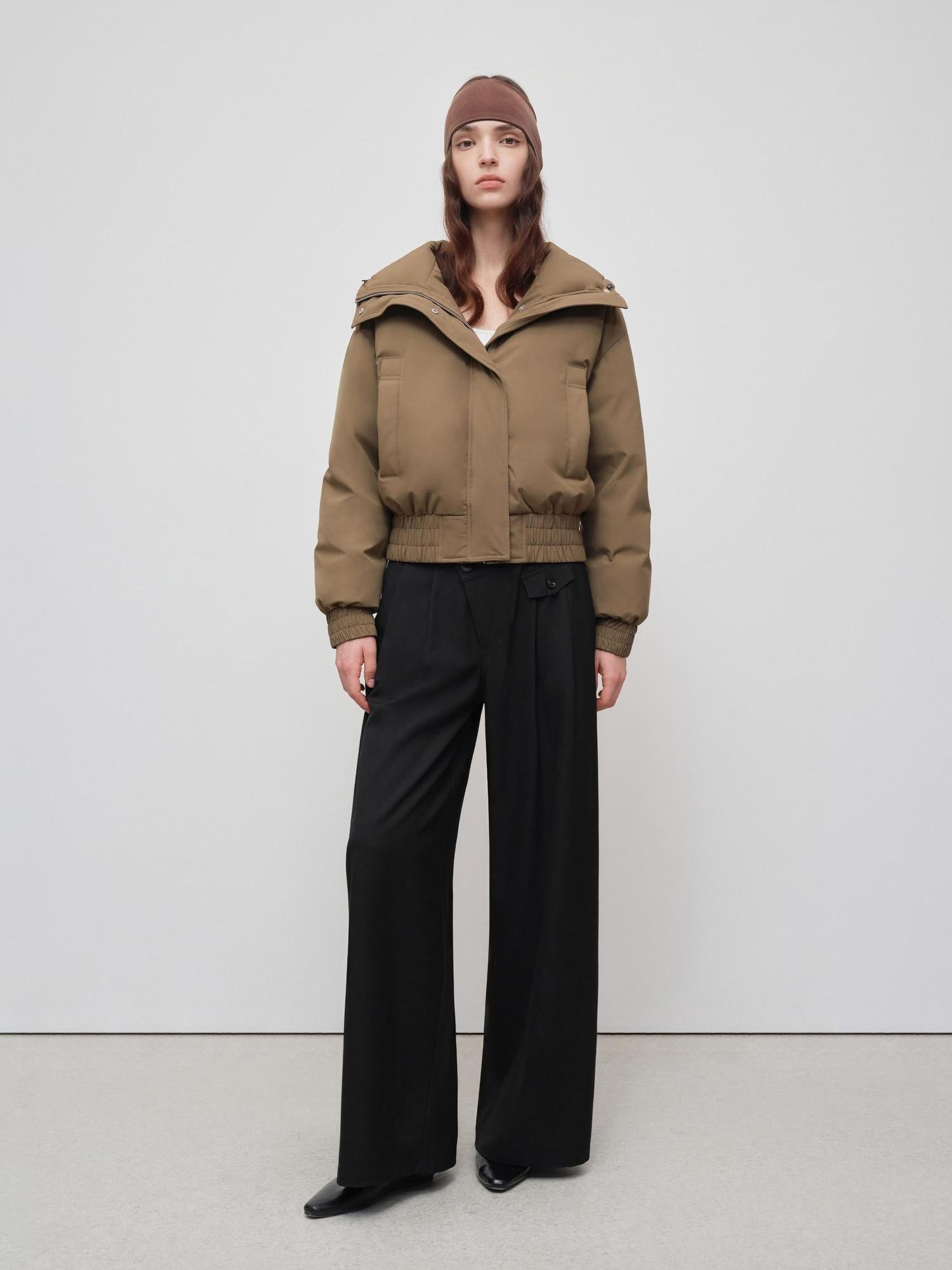 RUN TO THE FUTURE 90 Percent White Duck Down Short Straight Women Detachable Hood Fur Down Jackets