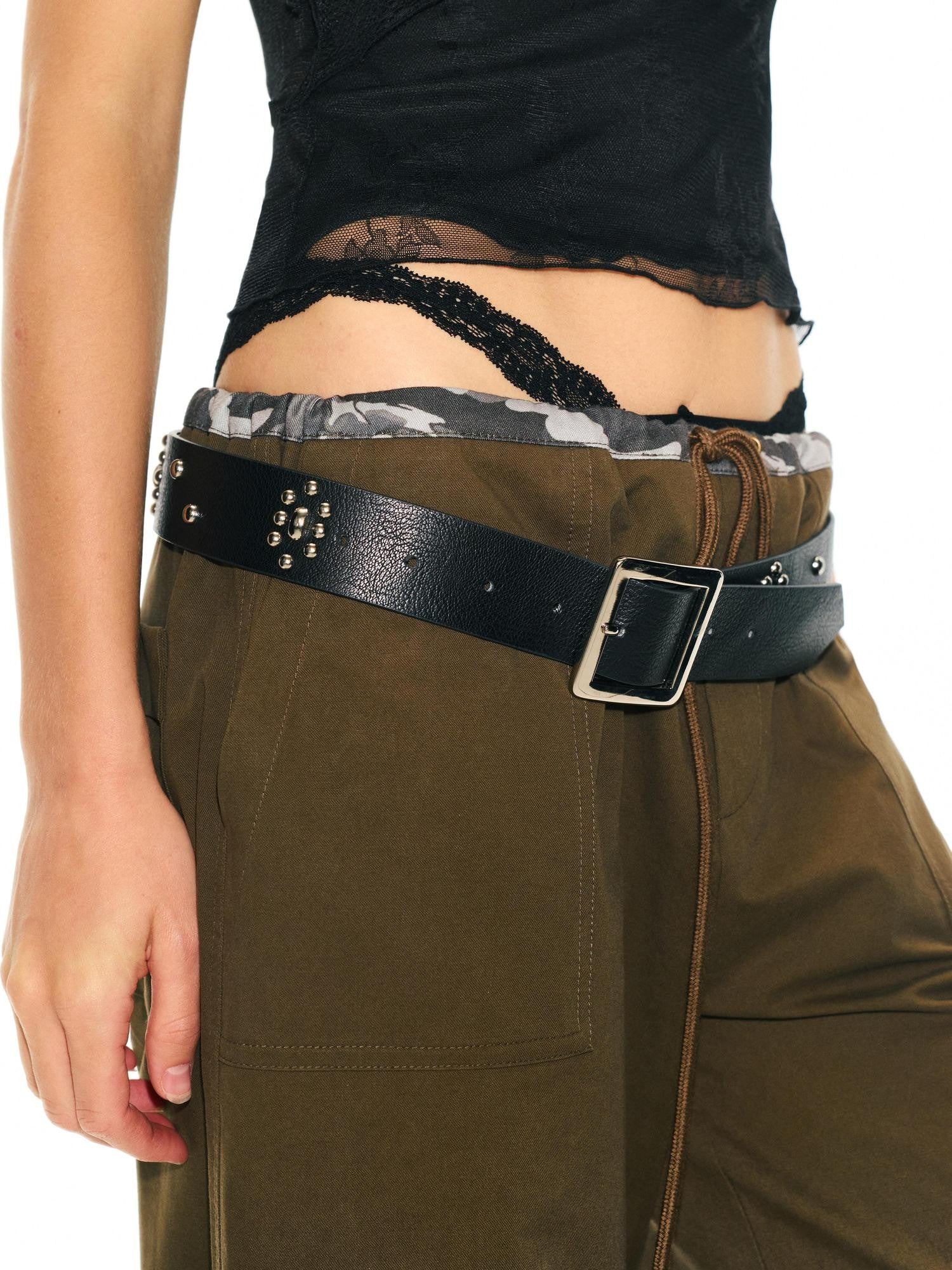 2th Desire Black Riveted Letter I Love Me Metal Buckle Punk Edgy Women&