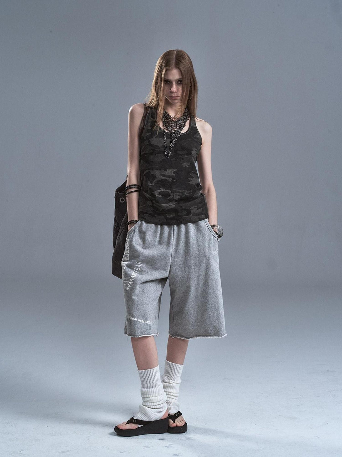 wear And tear Dark Camouflage Back Line Print Racerback Slim Women&