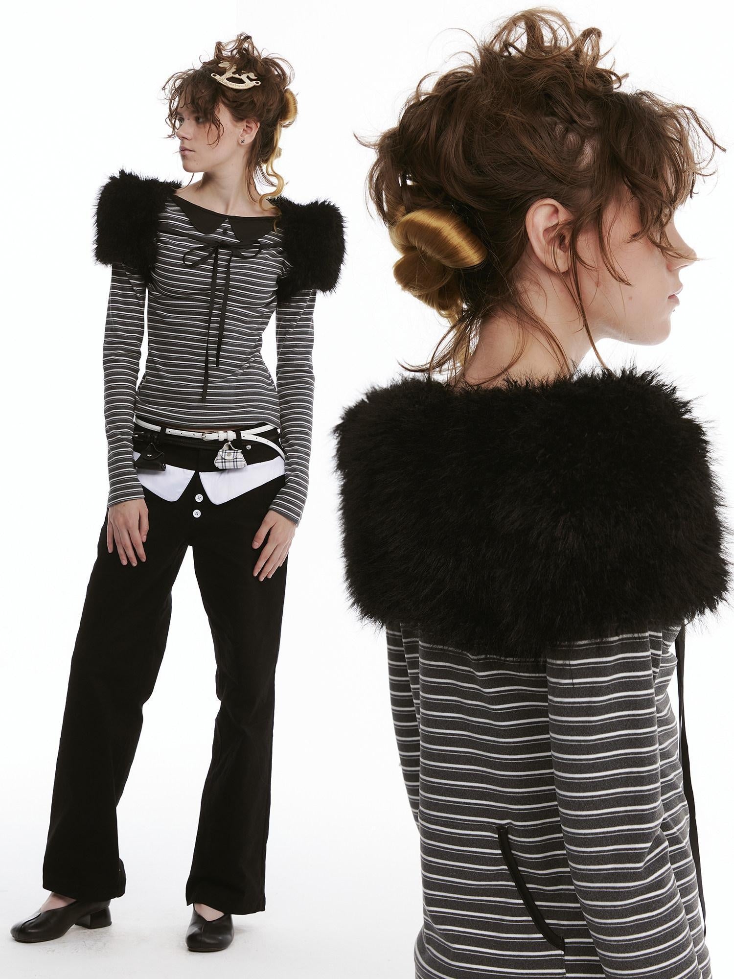 nit alcove Cardigan court à encolure bateau et ouverture sur le devant, modèle original pour femme, noir, Deer Accessories