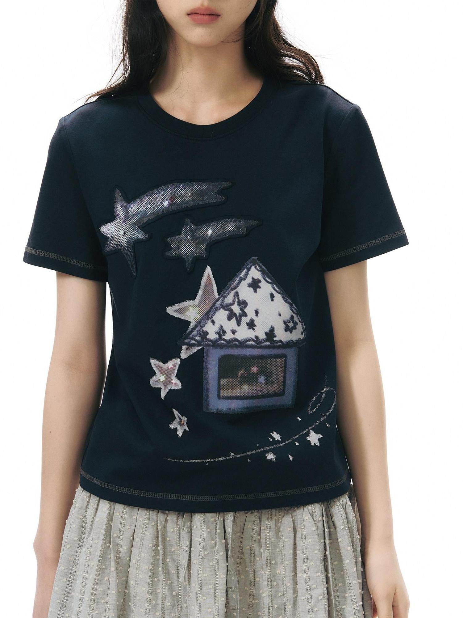 NAPSNAPS Cottage Applique Embroidered Print Women&