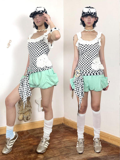 nit alcove High Waist Pockets Elastic Loose Straight Workwear Stretch Mid-Length Shorts