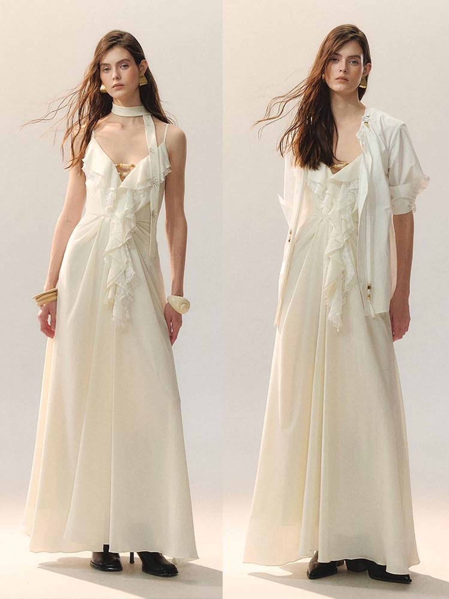 AnnoMundi Lace Cami Casual Shirt Dress Sleeveless City Women Polyester Slip Maxi Dresses