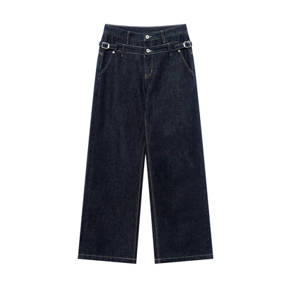 RUN TO THE FUTURE Washed Casual Loose Fit Natural Waist Womens Denim No Stretch Straight Jeans