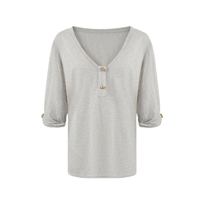 7Shiftin Layered Two Piece Casual Round Neck For Women Cami Coverup Long Sleeve T-Shirts