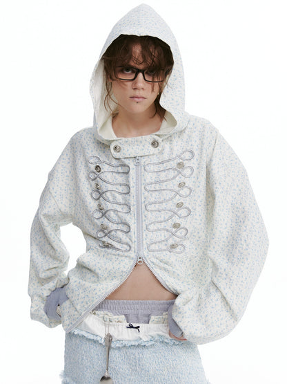 nit alcove Floral Zip Hoodie Loose Fit Long Sleeve Unisex Long Pants Top &amp; Pants Sets