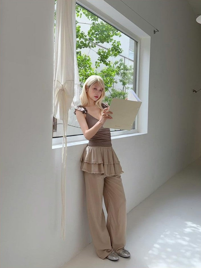 chaoschaos Casual Layered Look Ruffle Women&