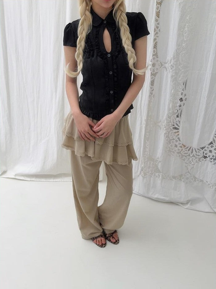 chaoschaos Casual Layered Look Ruffle Women&