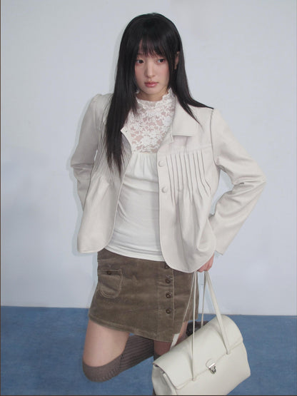 chaoschaos Corduroy Button Front High Waist Women&
