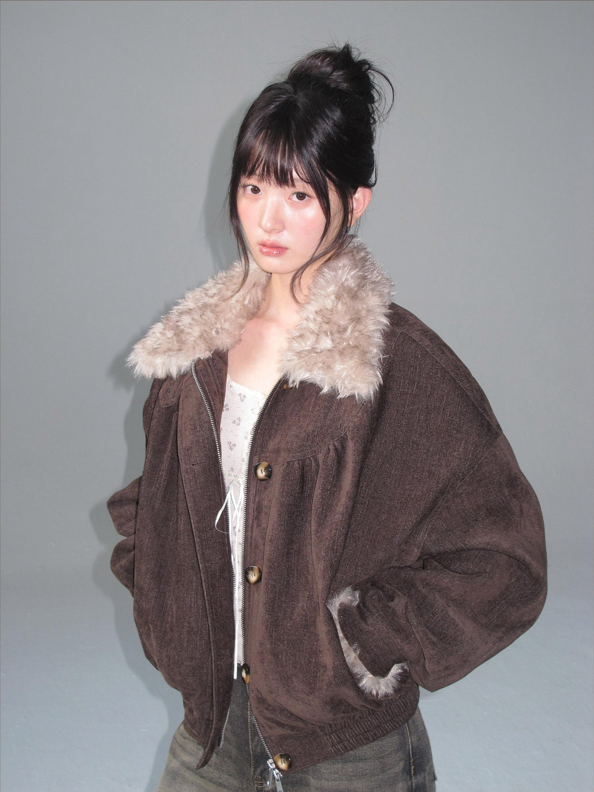 chaoschaos Faux Fur Collar Chenille Retro Lapel Women&