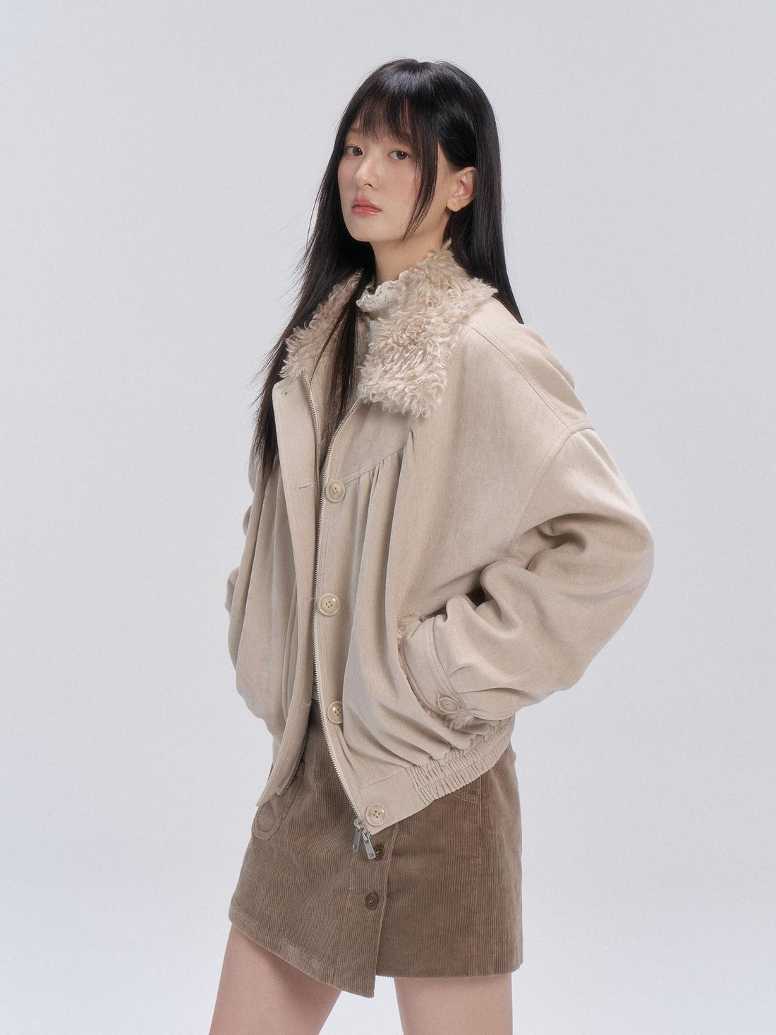 chaoschaos Faux Fur Collar Chenille Retro Lapel Women&