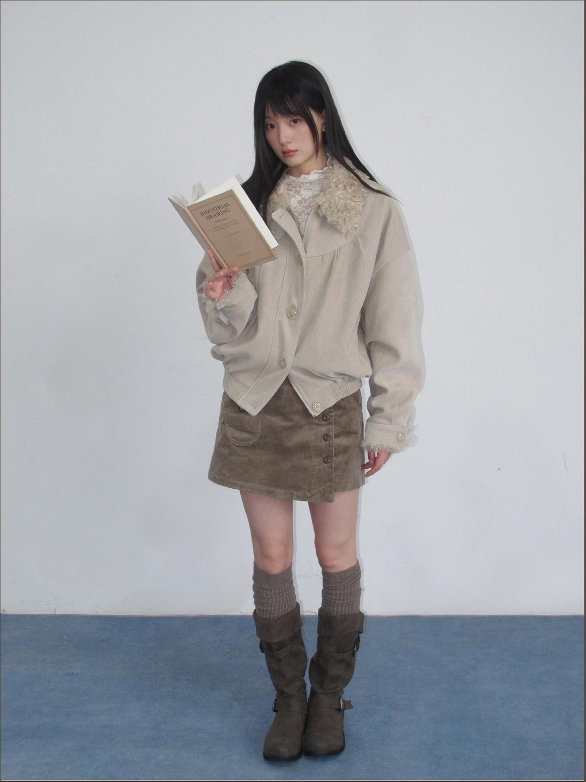 chaoschaos Faux Fur Collar Chenille Retro Lapel Women&
