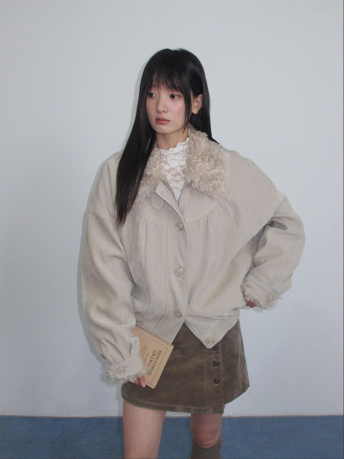 chaoschaos Faux Fur Collar Chenille Retro Lapel Women&