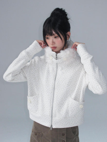 chaoschaos Fleece Stand Collar Drop Shoulder Slimming Women&