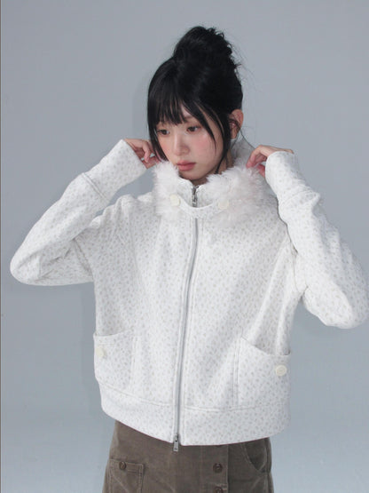 chaoschaos Fleece Stand Collar Drop Shoulder Slimming Women&