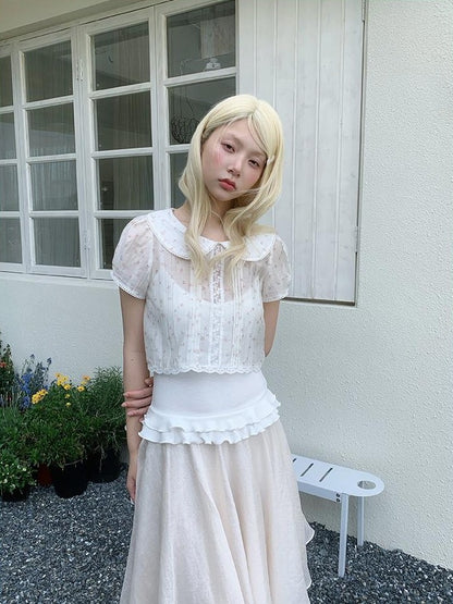 chaoschaos Floral Ruffle Doll Collar Women&