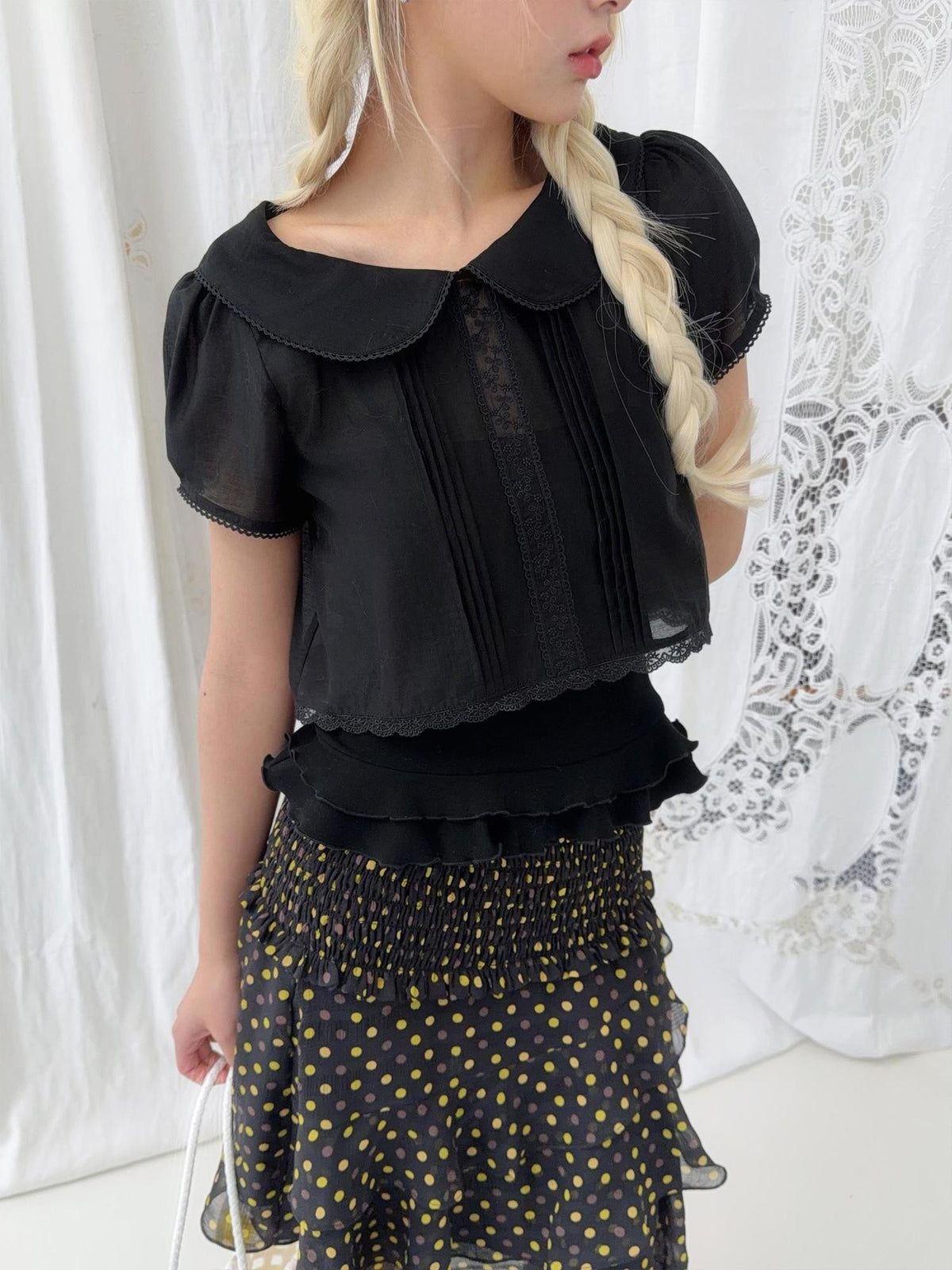 chaoschaos Floral Ruffle Doll Collar Women&