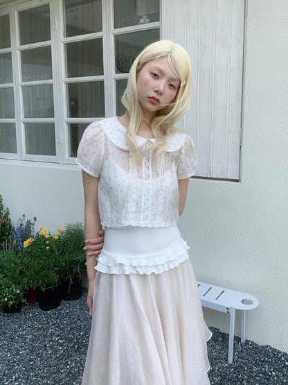 chaoschaos Floral Ruffle Doll Collar Women&