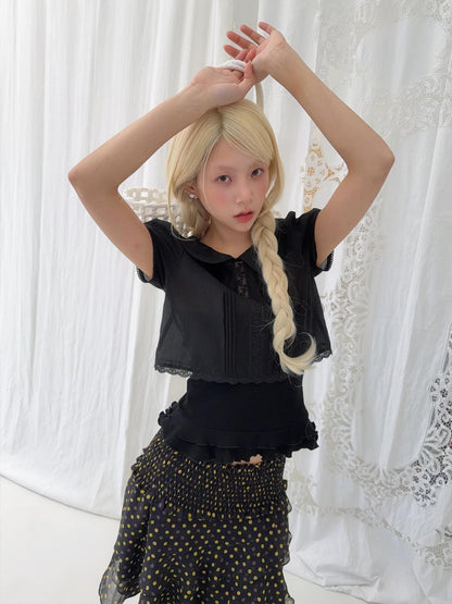 chaoschaos Floral Ruffle Doll Collar Women&