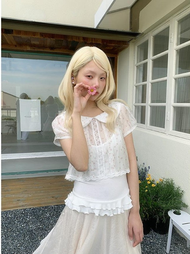 chaoschaos Floral Ruffle Doll Collar Women&