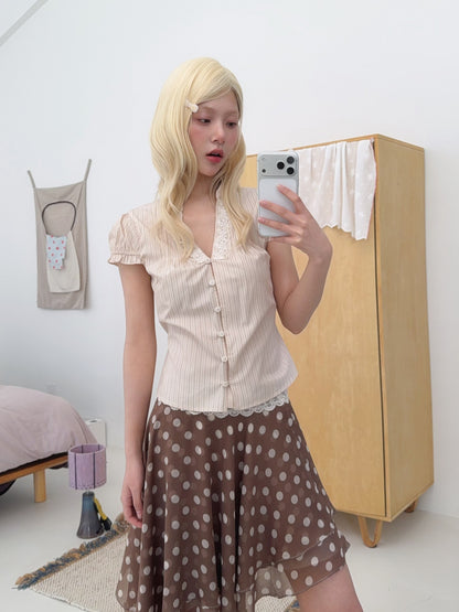 chaoschaos_Lace_V-neck_Striped_Lyocell_Women&