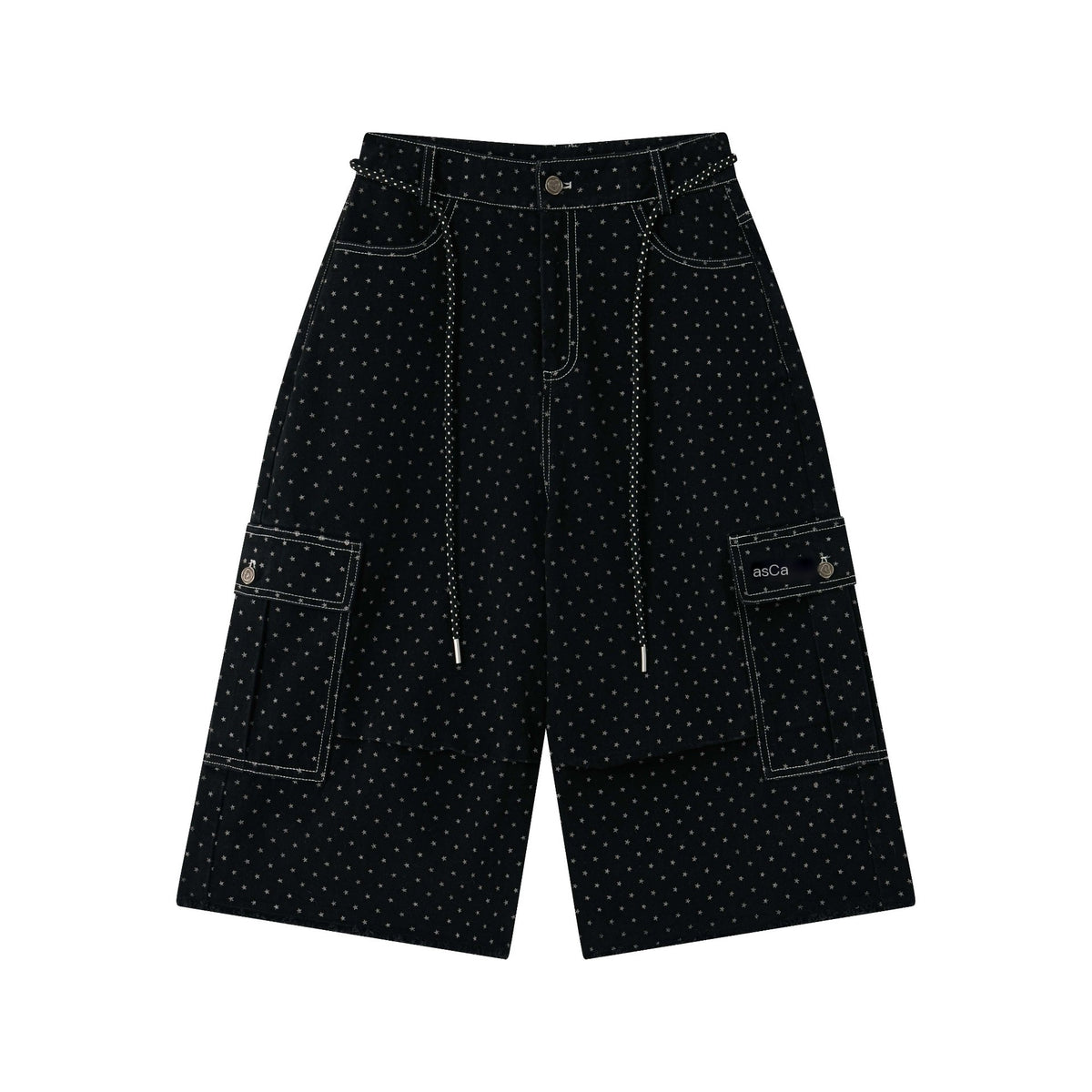 chaoschaos_Star_Print_Distressed_Washed_Contrast_Stitch_High_Waist_Women&