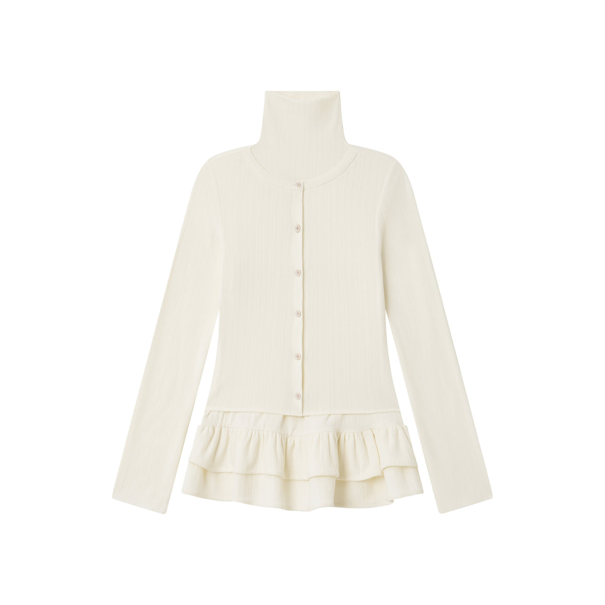 chaoschaos_Striped_High_Neck_Ruffled_Patchwork_Slim_Fit_Women&