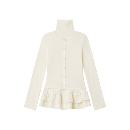 chaoschaos_Striped_High_Neck_Ruffled_Patchwork_Slim_Fit_Women&
