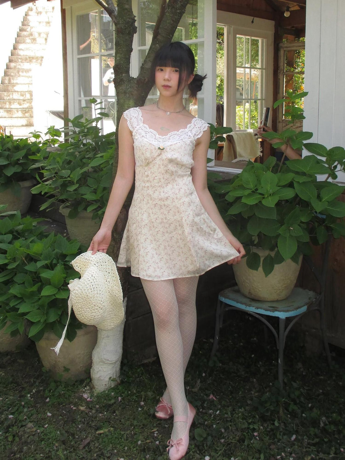chaoschaos Vintage Leopard Lace Spliced V-neck A Line Women&