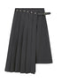 Asymmetric Pleated Skirt With Metal Studs