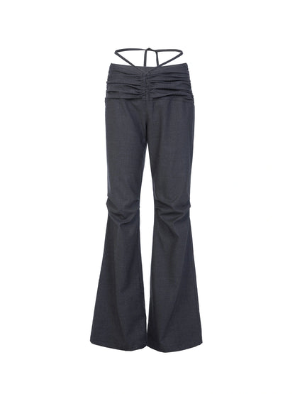 Spring Fall Stretchy Low-Rise Flared Trousers For Women