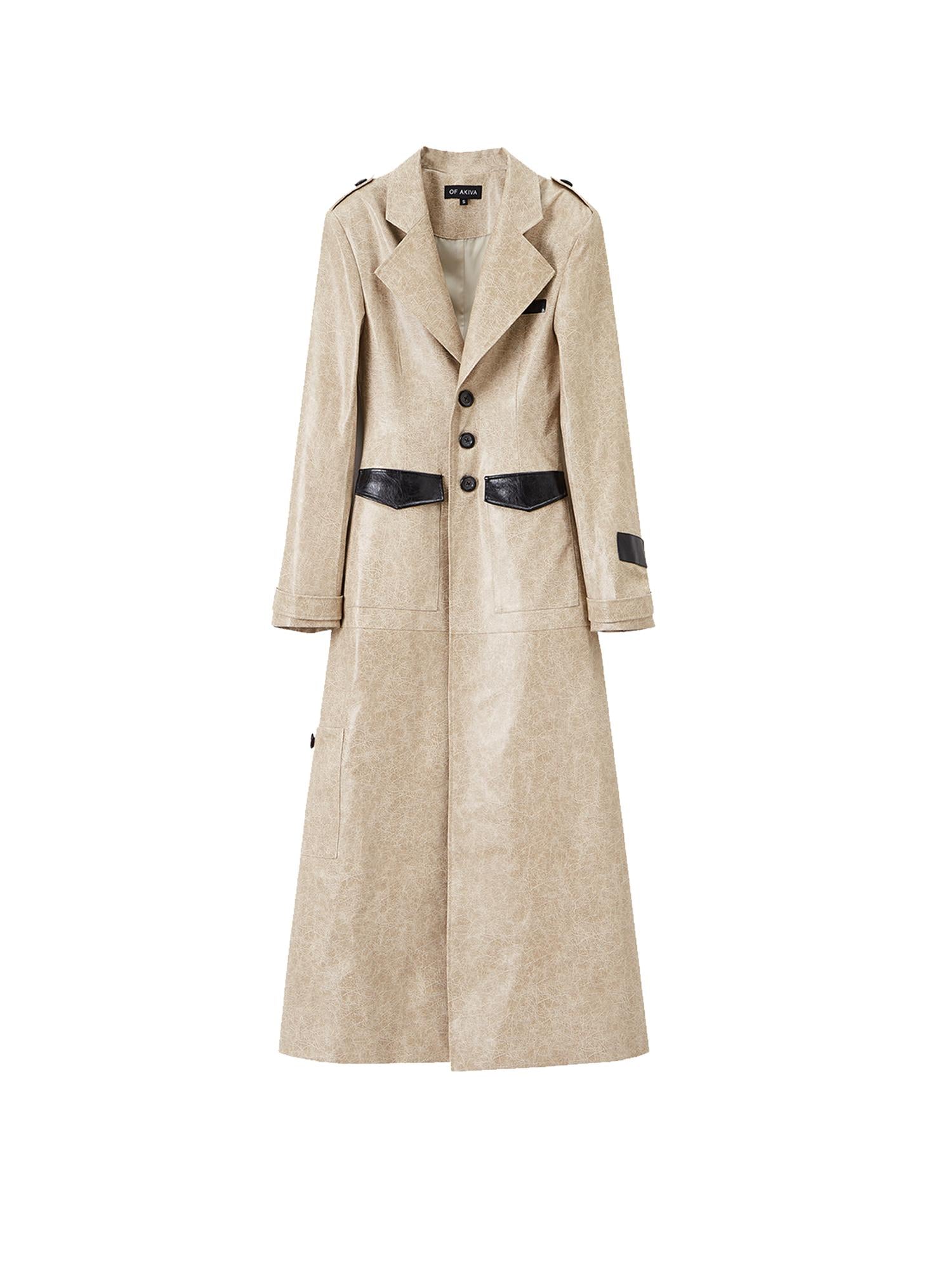 OfAkiva Long Faux Leather Jacket For Women Coats