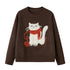 DIDDI MODA Cozy Knit Cat Yarn Cable Sweater