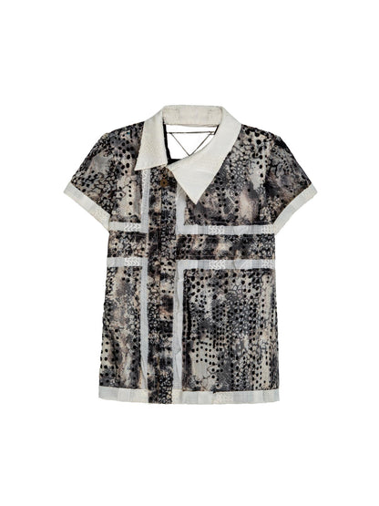 ARIADNAw Vintage Sheer Cross Chiffon Backless Blouse