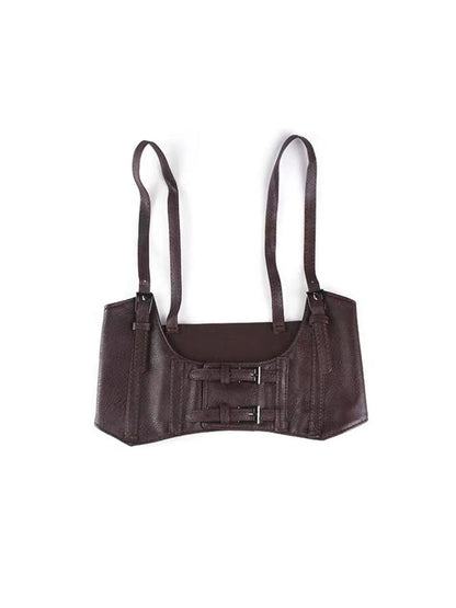 Multifunctional Slim Leather Belt With Detachable Straps Brown