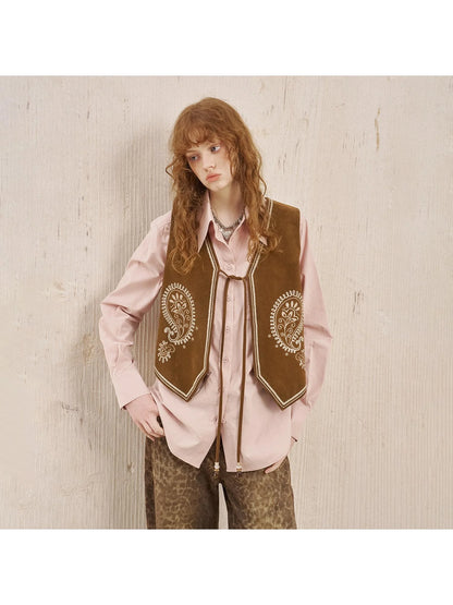 Bohemian Cashew Embroidery PU Vest