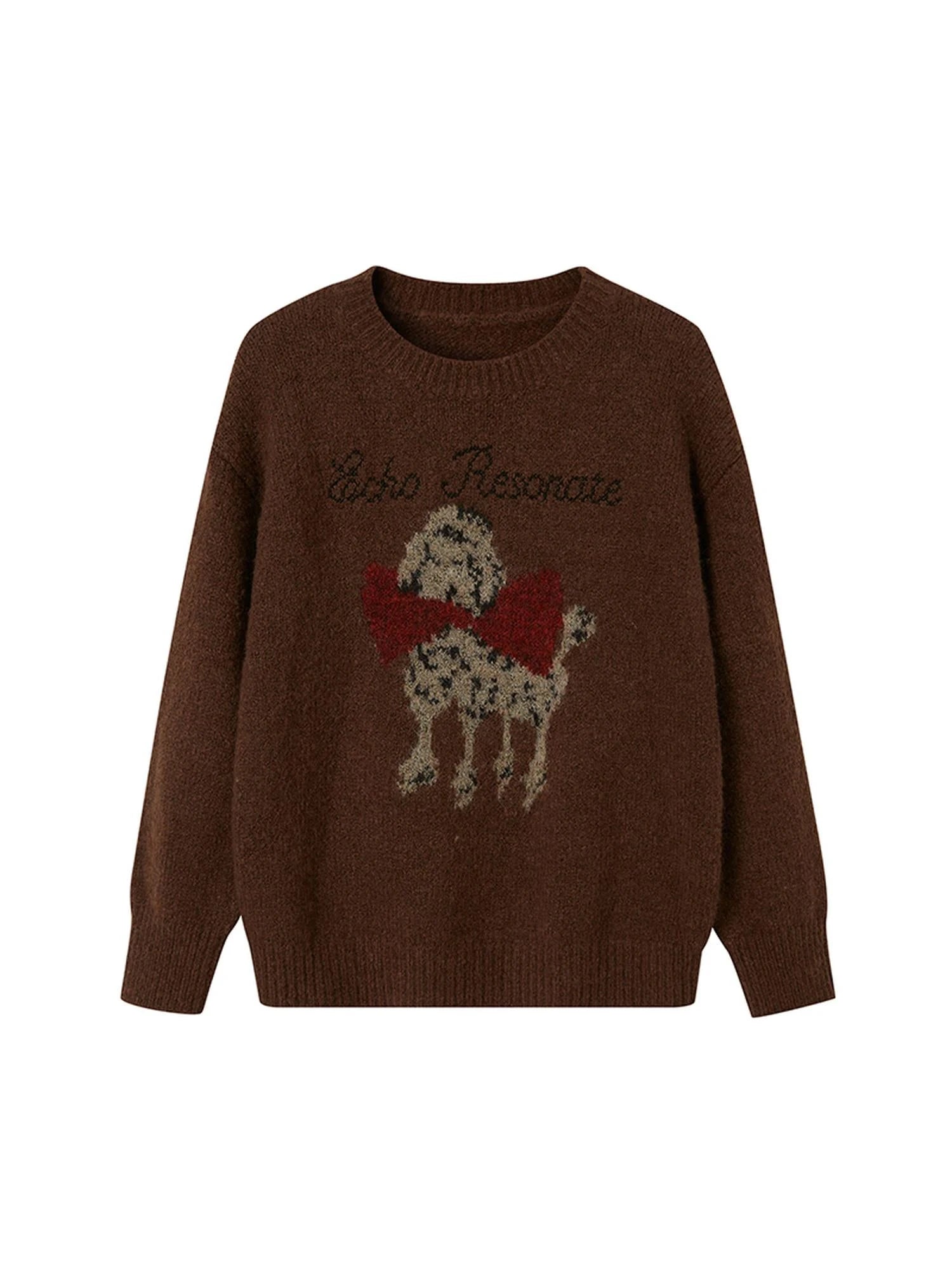 Butterfly Bow Dog Embroidered Knit Sweater