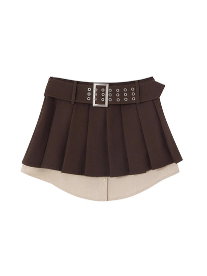 Vintage Pleated A Line Skirt With Shirt Hem