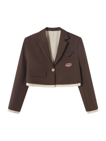DIDDI MODA Short Trim Blazer In Coffee