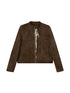 DIDDI MODA Colorblock Biker Jacket With Stitched PU Suede Detail